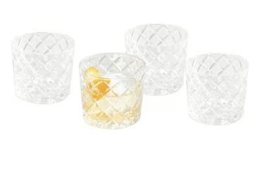 Better Homes & Gardens Diamond Cut Old Fashioned Glass 8oz Clear, 4-Pack