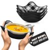 4 Piece Microwave Bowl Holder Set 7.5 x7.5 inch Microwave Bowl Holders for Hot Food Black and White Checkered Fabric for Safe & Easy Handling Machine