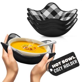 4 Piece Microwave Bowl Holder Set 7.5 x7.5 inch Microwave Bowl Holders for Hot Food Black and White Checkered Fabric for Safe & Easy Handling Machine