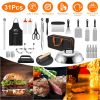 31Pcs Griddle Accessories Kit Flat Top Grill Accessories For Camp Chef with Spatulas Griddle Press Basting Cover Spice Shakers Vegetable Forks Steel S