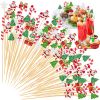100 Pcs Christmas Cocktail Pick Xmas Tree Snowflake Snowman Santa Claus Reindeer Pattern Sticks Cupcake Fruit Food Appetizer Skewers 4.9 in Bamboo Too