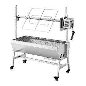 VEVOR Rotisserie Grill, 38W BBQ Outdoor Pig & Lamb Spit Roaster, Charcoal Spit Roaster with 132 LBS Capacity, Wheels & 7-Level Height