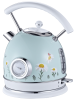 PS823NT Rapid Boiling Electric Kettle, Light Blue Floral Electric Kettle, Retro STRIX Temperature Controller + Water Level Gauge, 2200W,1.8L SUS304