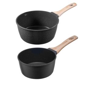 Saucepan Set, 1.5 QT & 2.5 QT Nonstick Saucepan with Glass Lids, Multipurpose Cooking Sauce Pots with Detachable Handles
