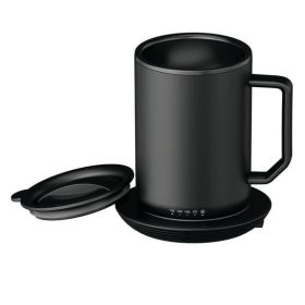 ionMug & Charging Coaster, 12oz. Stainless Steel Self Heating Coffee Mug with Lid, 3.5" x 3.5" x 5"