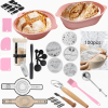 142pcs Sourdough Bread Baking Supplies for Fermentation Basket,,Foldable Silicone Bread Fermentation Basket, [10" Oval + 9" Round]