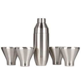 Stainless Steel Cocktail Shaker and Martini Glass Set, Steel