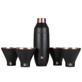 Stainless Steel Cocktail Shaker and Martini Glass Set, Black