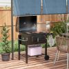 Charcoal BBQ Grill and Smoker Combo Outdoor Portable Trolley Camping Picnic Backyard with Side Shelf, Black
