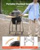 VEVOR Charcoal Smoker and Grill, 18" Kamado Charcoal BBQ Smoker, Movable Ceramic Barbecue Grill with 4 Wheels (2 Lockable), Built-in Thermometer