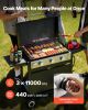 VEVOR Gas Griddle, 3-Burner Flat Top Grill, Propane Griddle with Wheels, Lid, 3 x 11000 BTU Outdoor Flat Top Grills for Pan-Frying, Grilling