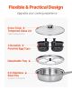 Egg Poacher Pan, 4-Cup Poached Egg Maker, Stainless Steel Poaching Pan and Frying Skillet, with 4 Nonsitck Detachable Large Cups, Lid