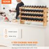 VEVOR 36 Bottle Stackable Modular Wine Rack, 4-Tier Solid Bamboo Wood Storage Racks, Floor Freestanding Wines Holder Display Shelf