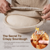 The yeast bread basket set includes a proofing bowl, a lid, a dough mixer, a dough grater, and a scraper. It is 9 inches in diameter