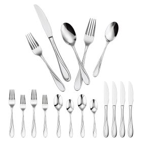 30-Piece Silverware Set Stainless Steel Cutlery Flatware Utensil Kitchen for 6 (Color: Silvery-304, Quantity: 30 Pieces)