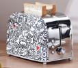 PS625 Zebra text   2 Slice Bread Machine Electric Griddle Sandwich Zebra text SUS304 Food Grade 6 Browning Levels 1.5-Inch Ultra-Wide Slot 3 Functions
