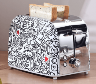 PS625 Zebra text   2 Slice Bread Machine Electric Griddle Sandwich Zebra text SUS304 Food Grade 6 Browning Levels 1.5-Inch Ultra-Wide Slot 3 Functions (PS625 Zebra text: PS625 Zebra text)
