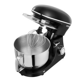 Stand Mixer, 6 QT Dough Mixer, 660W 6 + P Speeds Tilt-head Food Mixer with Stainless Steel Bowl, Dough Hook, Wire Whip, Flat Beater, Scraper (Capacity: 6.2 L, Color: Black)